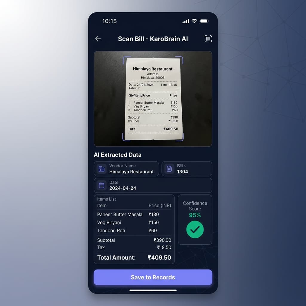 KaroBrain AI Bill Scanning
